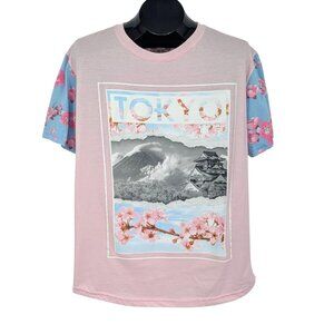 Toyko Graphic Tee Cherry Blossom T Shirt Pastel Floral Japan Streetwear Size L
